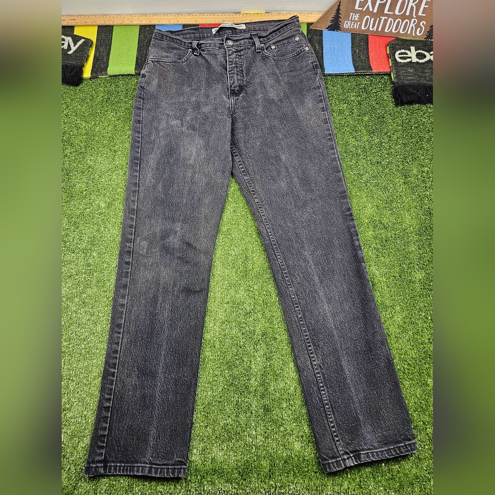 Harley davidson womens straight leg jeans high rise slim size 12 dark wash black - Picture 10 of 11